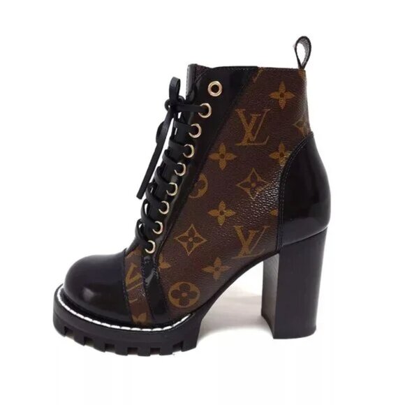 100% Authentic LOUIS VUITTON Star Trail Line Monogram Black Ankle Boots - Picture 1 of 7